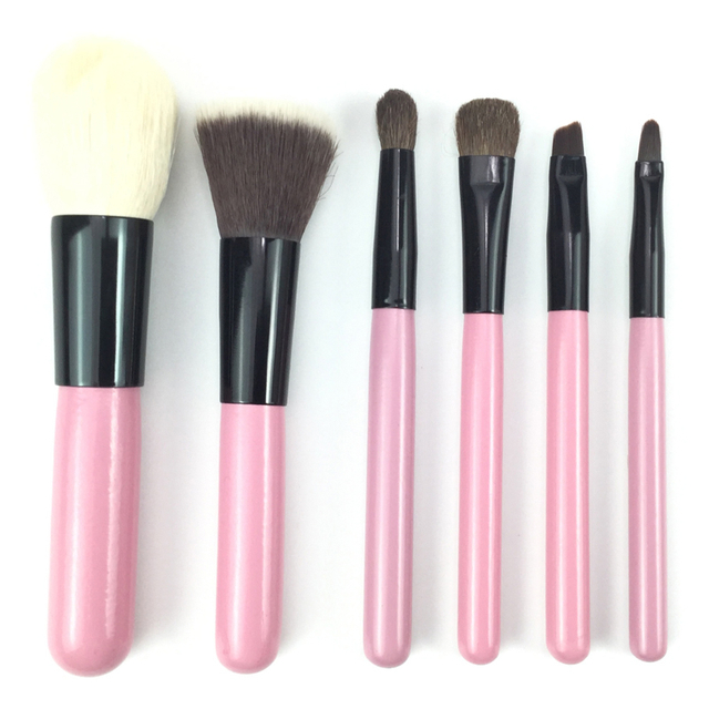 Tragbarer rosa 6-tlg-Make-up-Bürstensatz